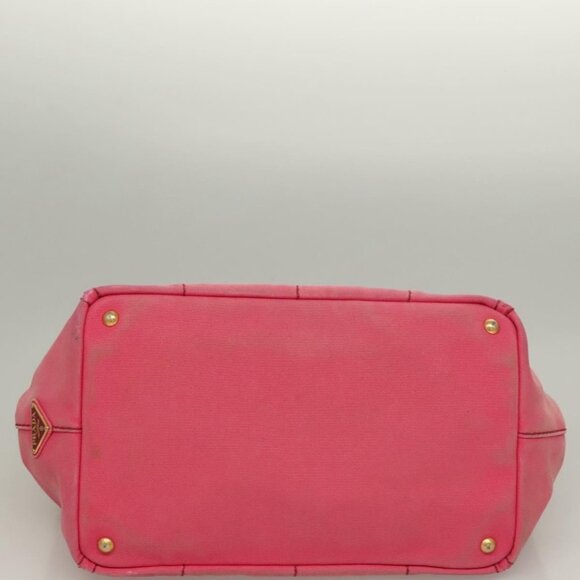PRADA Canapa GM Hand Bag Canvas Pink Gold Auth bs28066 - Picture 6 of 16